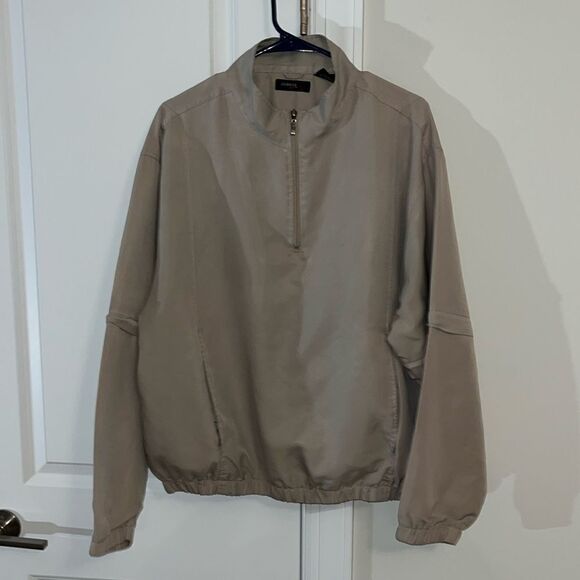 George Golf Jacket Mens Large Beige 1/2 zip Pullover Windbreaker Convertible L - Picture 1 of 4